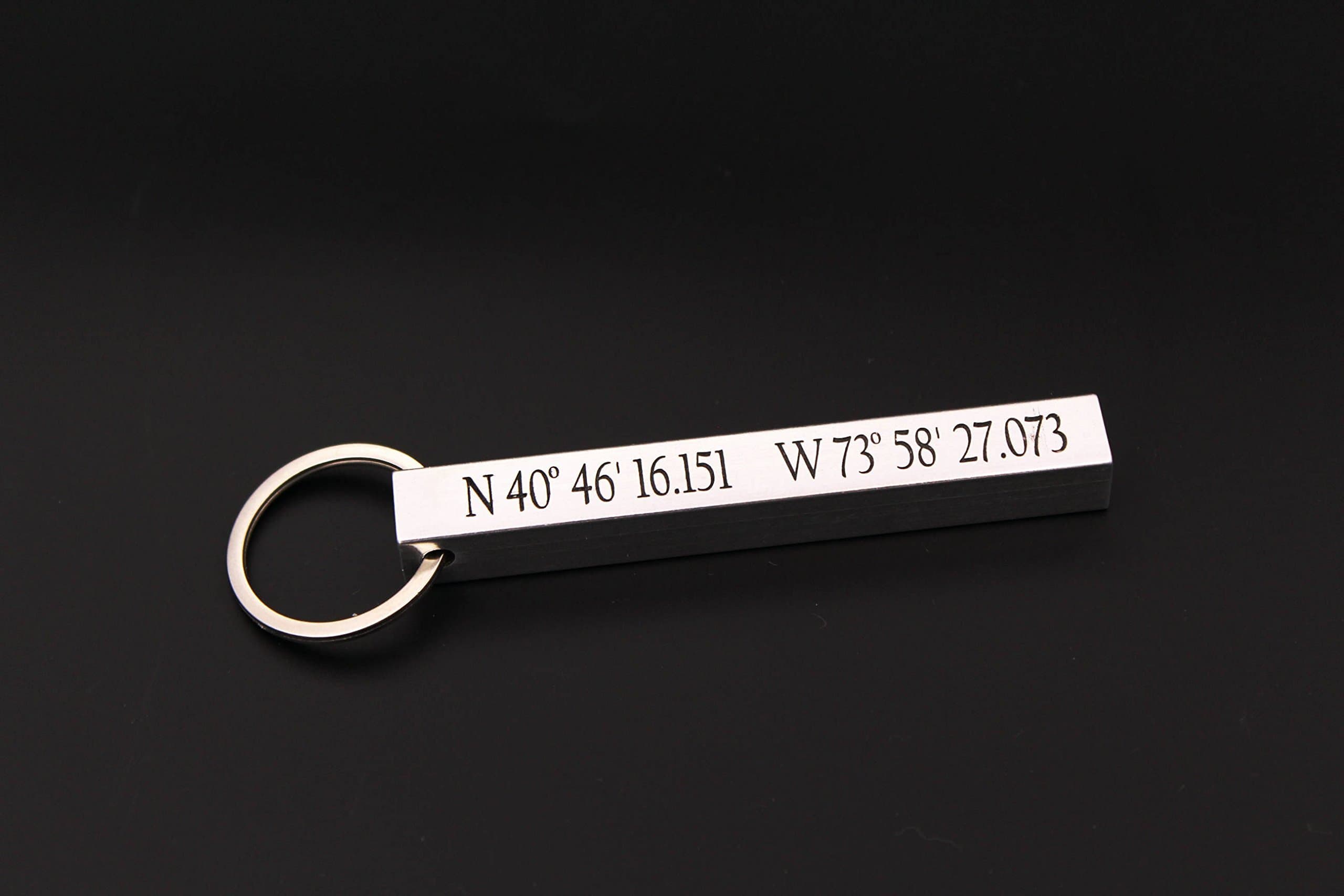 GPS Coordinates Bar Key chain, Personalized Mens Gift ~ Keychain with Longitude and Latitude ~ Bar Key Chain ~ Coordinates Date Location