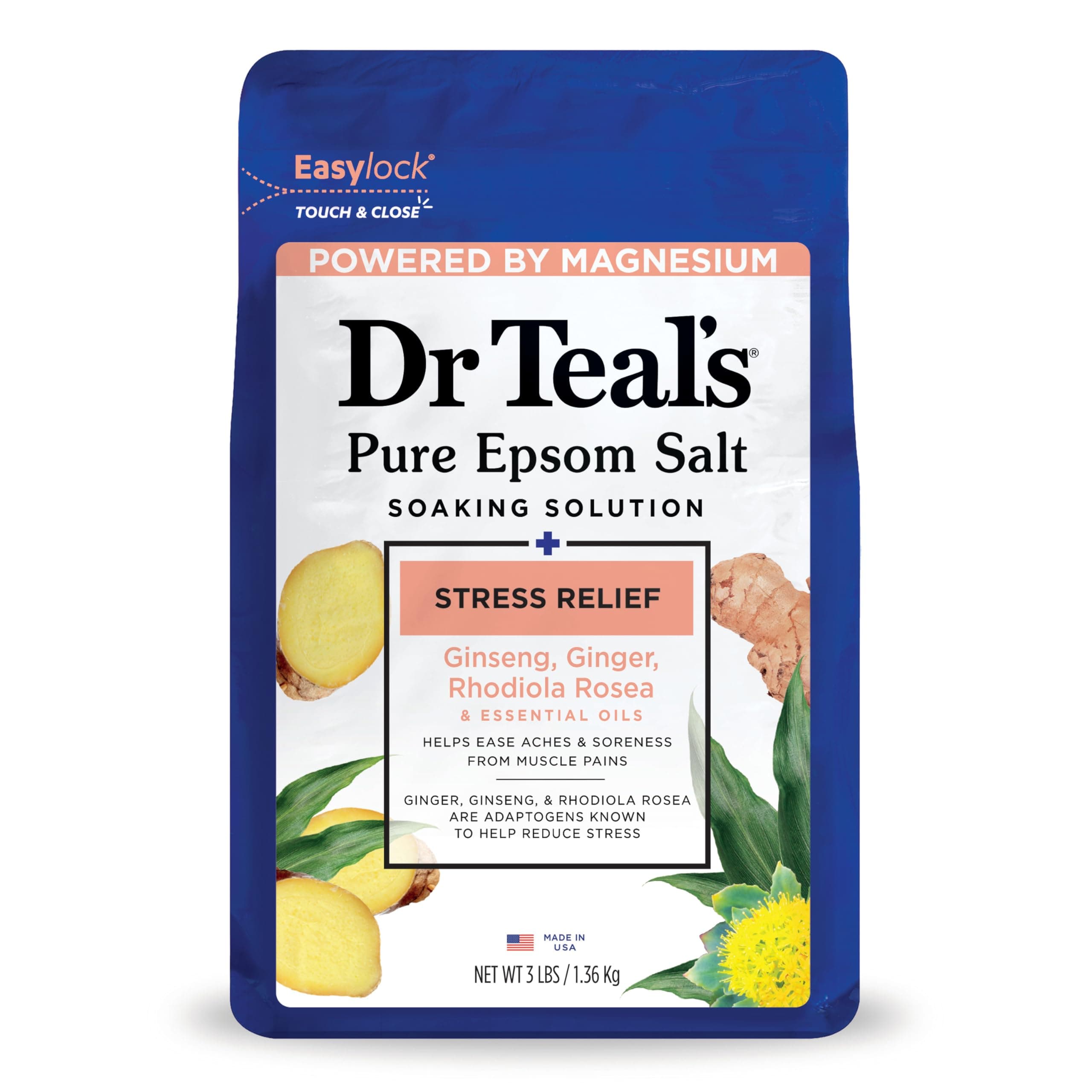 Dr Teal's Pure Epsom Salt, Stress Relief with Essential Oils, 3 lbs