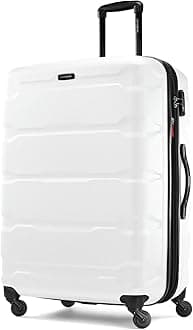 Samsonite Omni PC Hardside Expandable Luggage with Spinner Wheels, Checked-Large 28-Inch, White
