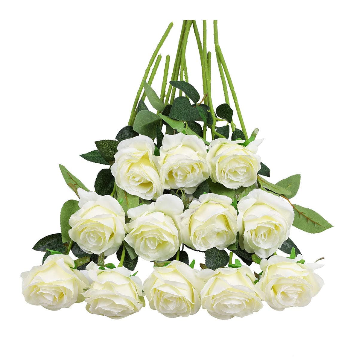 12Pcs artificial roses, cream white