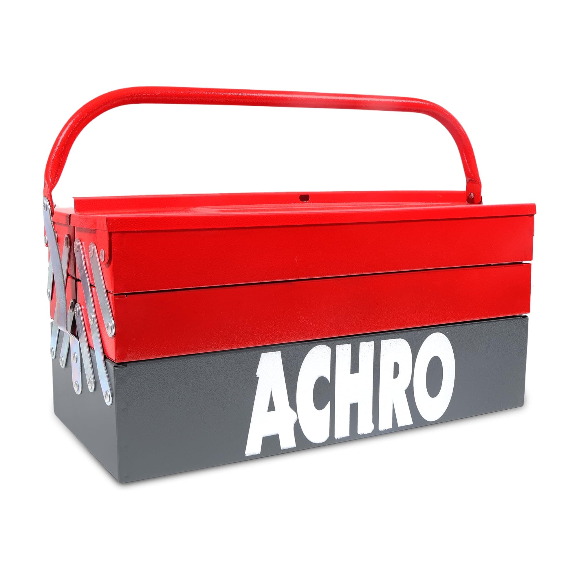 - ACHRO High Grade Metal Tool Box For Home Use, Box For Garage/Workshop/Industry And Office Use/Empty Tools Box Big Size with 5 Multipurpose Compartments (Red & Grey)