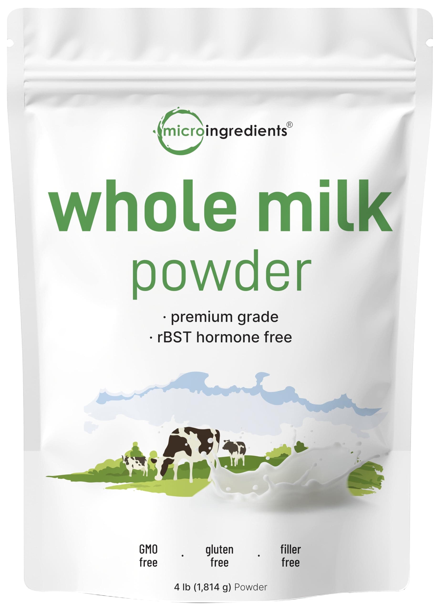 Whole Milk Powder, 4 lb | Pasture-Raised, rBST-Free | Pure & Rich in Protein | Ideal for Baking & Everyday Use | Non-GMO, Gluten-Free, Premium Grade