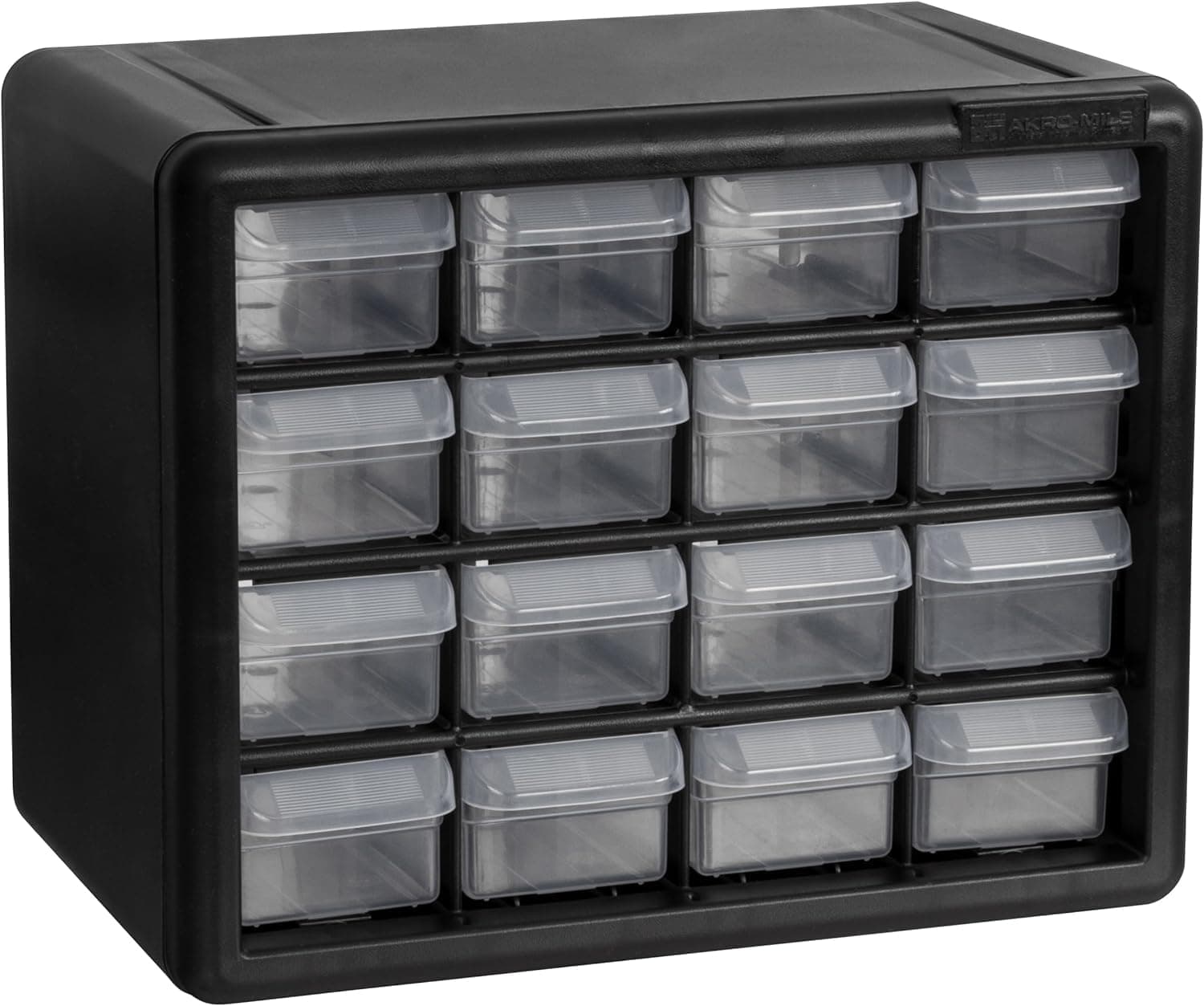 16-Drawer Plastic Drawer Storage Cabinet for Garage Organization, Beads, Makeup Organizer, Building Bricks Storage, Teacher Toolbox, 10-1/2" W x 6-1/2" D x 8-1/2" H, 10716 Black