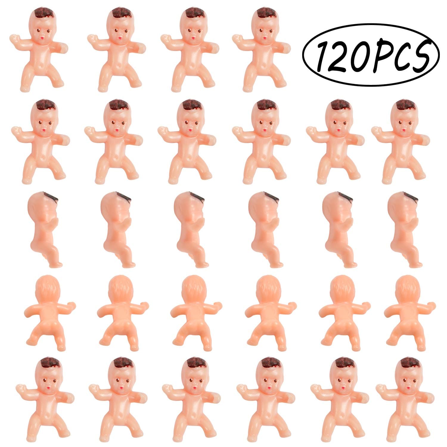Mini Plastic Babies for Baby Shower and Ice Cubes Game Babies Party Decoretions 1 Inch (120 Pieces) By HRLORKC