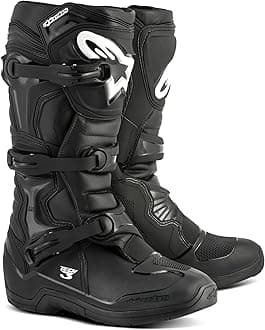 Tech 3 Motocross Boots, Durable & Lightweight, CE-Certified For Off-Road Powersports, 6, Black