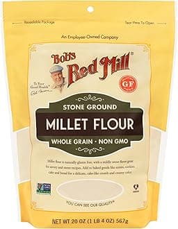 Stone Ground Whole Grain, Millet Flour, 20 Ounce (Pack of 4)