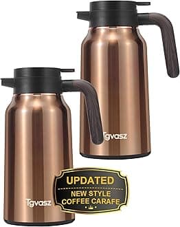 Thermal Coffee Carafe 70 oz - 36 Hour Hot Stainless Steel Carafes for Hot Liquids-Insulated Coffee Carafes For Keeping Hot/Cold Coffee, Tea, Water, Drink Dispenser for Parties(Black)