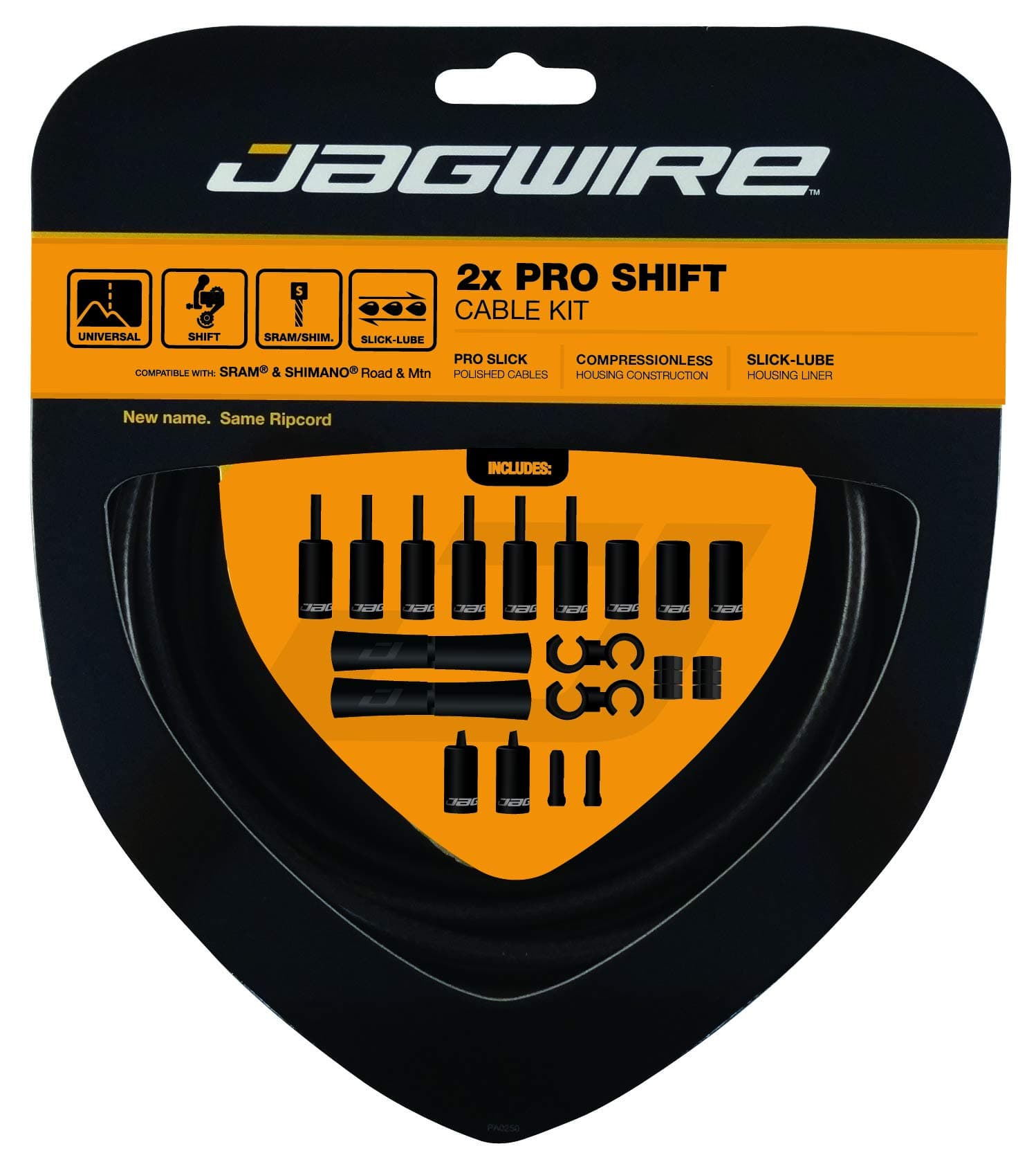 Jagwire - Universal 2X Pro Shift Kit |for Road, MTN, and Gravel Bike | SRAM and Shimano Shifter Compatible, Polished Stainless Cables, 10 Color Options