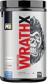 MuscleBlaze Pre Workout WrathX Powder, Cola Frost (30 Servings, 510g) | With Creapure, NitroBlaze & BioPerine