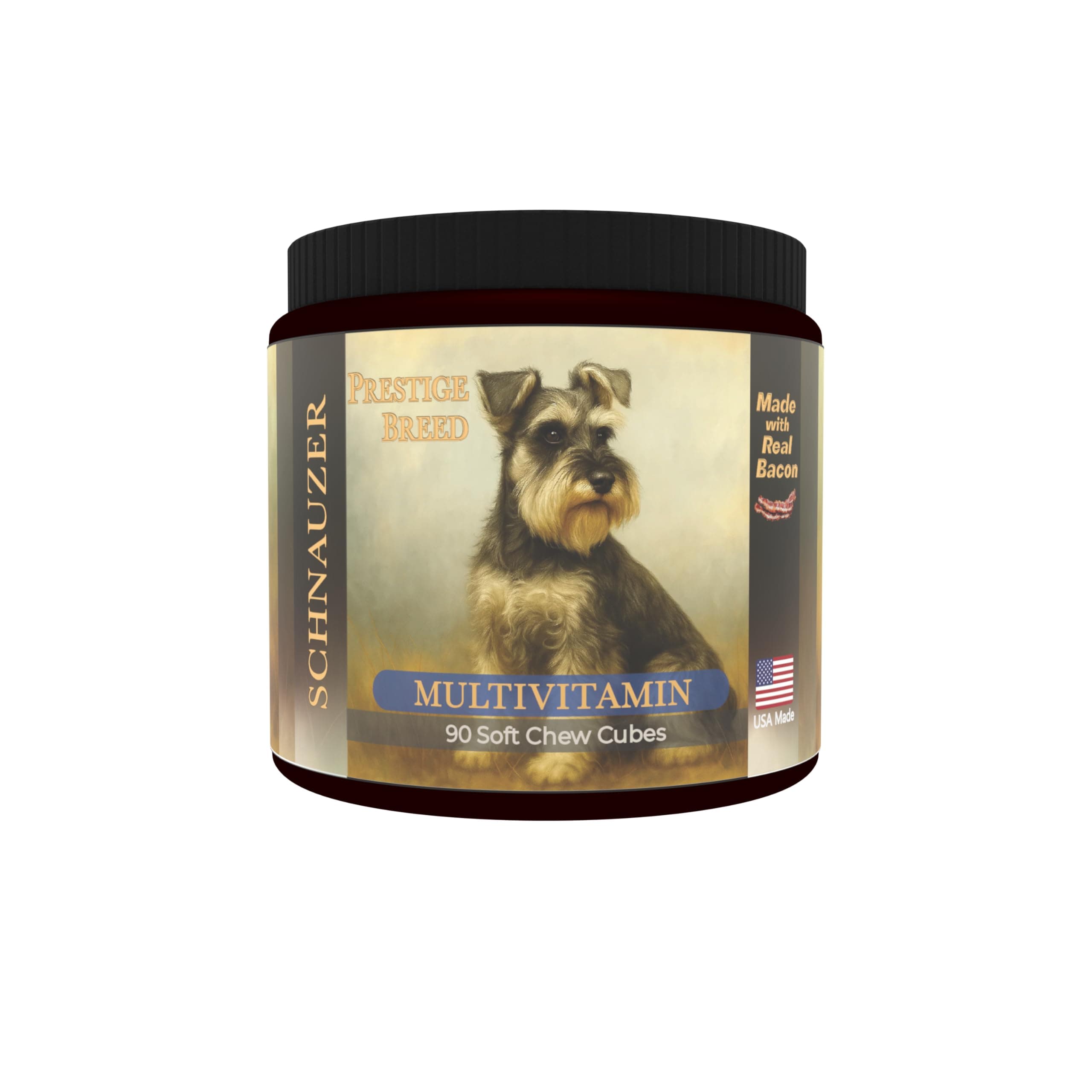 Multivitamins, Balanced Nutrition for Your Schnauzer, 90 Count, Made in The USA with Real Bacon