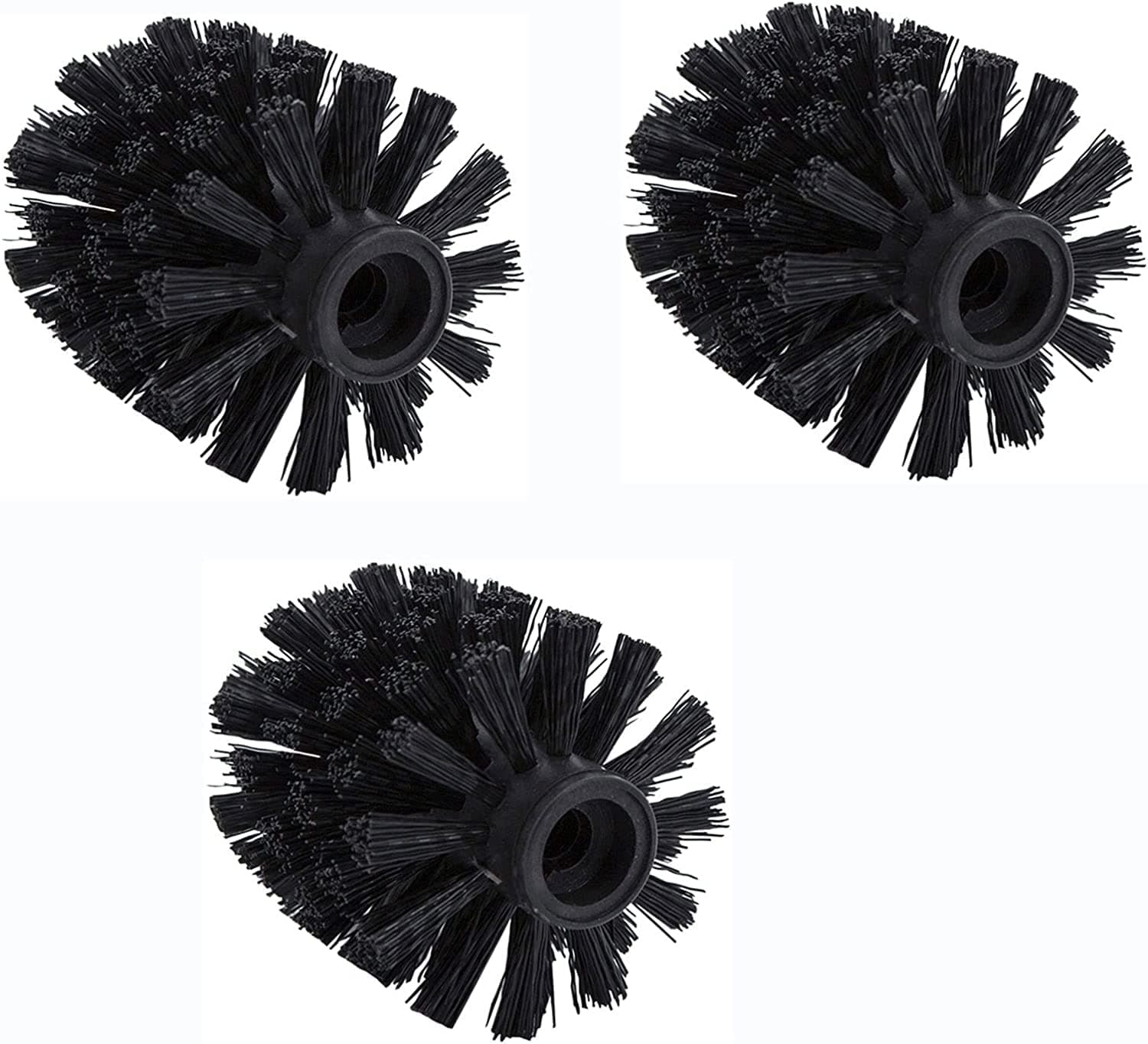 3PCS Toilet Bowl Brush Head Replacement Outer Diameter of Handle to Fit: 11-12mm (0.43"-0.47"), Thread Pitch: 5mm (0.20"), Sturdy Stiff Bristles Make Deep Cleaning for Master Guest Kid Office Bathroom
