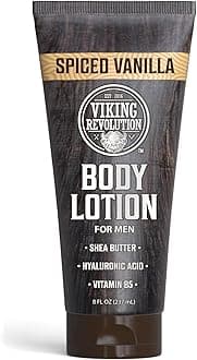 Spiced Vanilla Body Lotion for Men – Mens Lotion for Dry Skin with Shea Butter, Hyaluronic Acid and Vitamin B5 – Nourishing Mens Body Lotion for Hydrated and Smooth Skin - 8oz,1 Pack