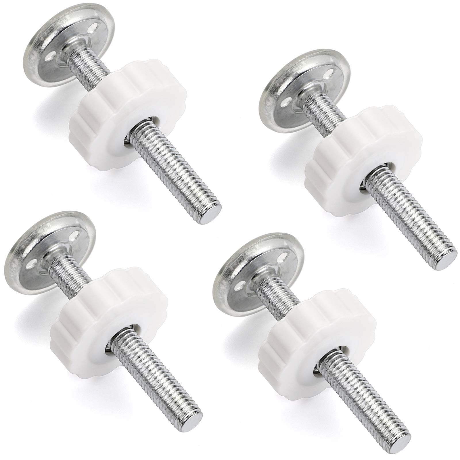 OwnMy M10 (10mm/0.39") Gate Adapters 4PCS Gate Threaded Spindle Rod Accessory Pressure Gate Replacement Parts Screw Mounted Bolts Kit for Stair Railing/Pets Doors, White