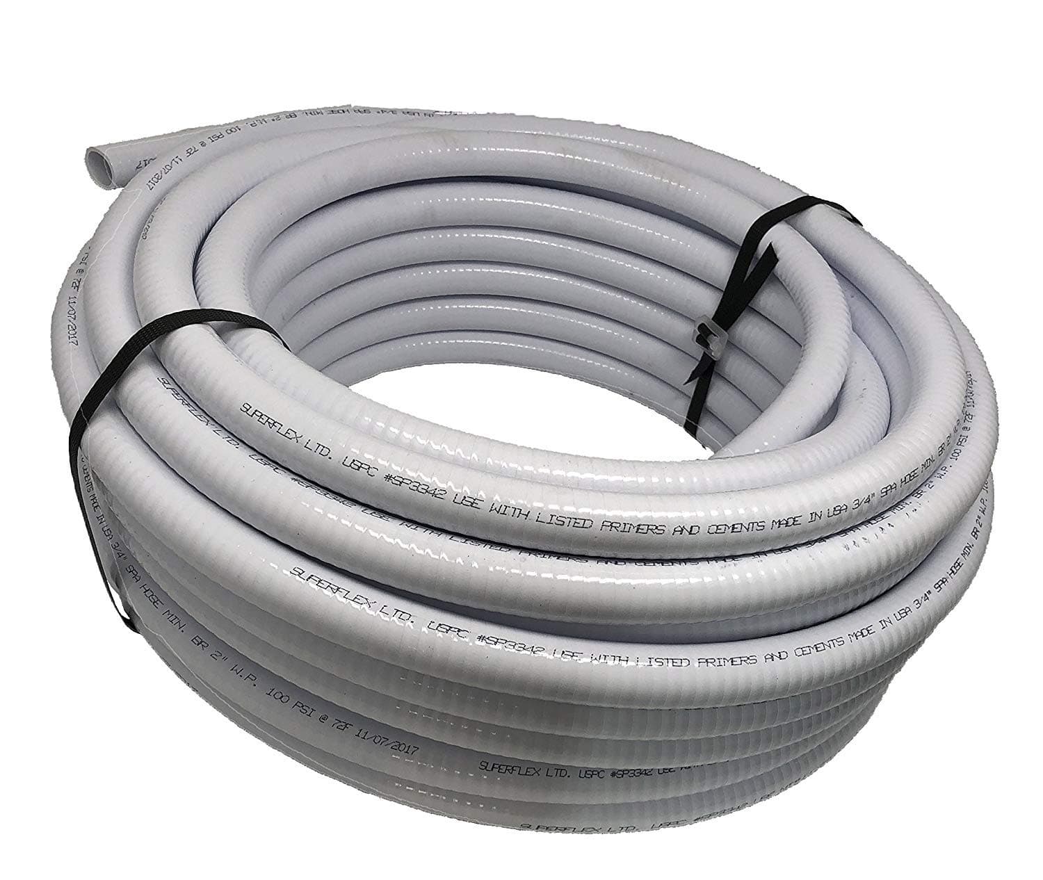 Sealproof 1" Dia Flexible PVC Pipe, Pool and Spa Hose Tubing for Hot Tubs and Swimming Pools, Premium Hose Made In USA, 1-Inch, 100 FT, White