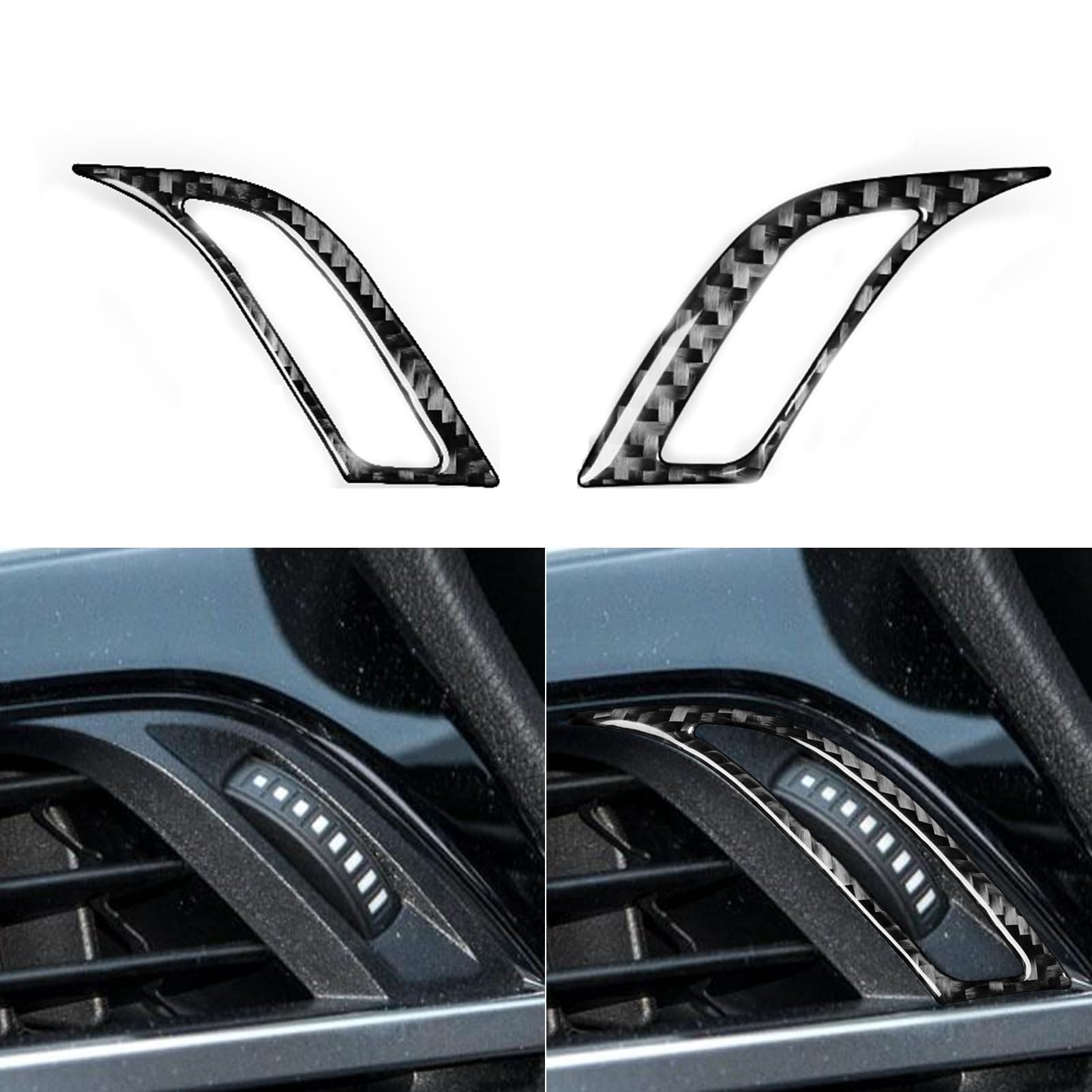 Real 3K Black Carbon Fiber Car Driver Side Dashboard AC Vent Outlet Rotary Control Panel Decoration Sticker Auto Interior Accessories Compatible with BMW X1 F48 F49 2016-2022/X2 F39 2018-2022