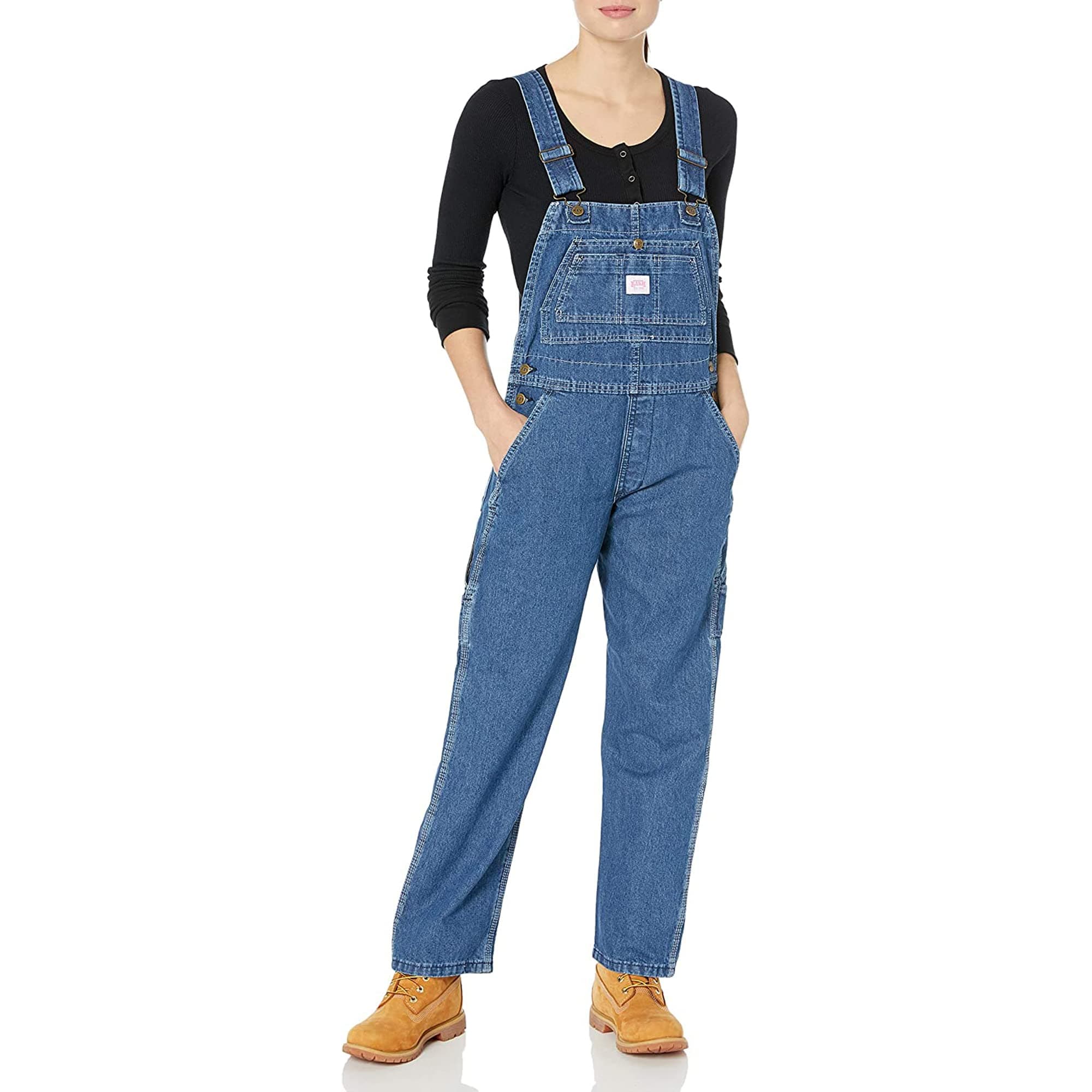 Key Apparel Women's Enzyme Washed Denim Bib Overalls
