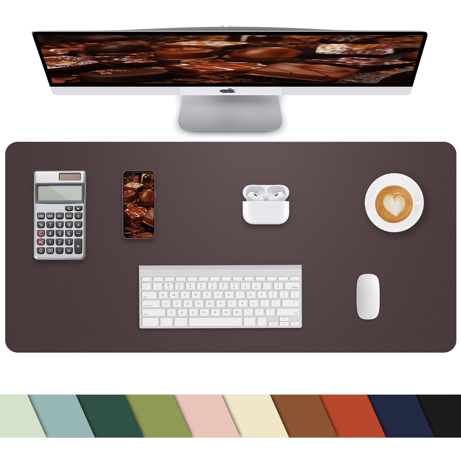 Non-Slip Desk mat,PULeather Desk Pad Protector, Office Desk Mat, Large Mouse Pad,Desk Blotter, Laptop Desk Pad, Waterproof Desk Writing Pad for Office and Home (Coffee, 35.4" x 17")