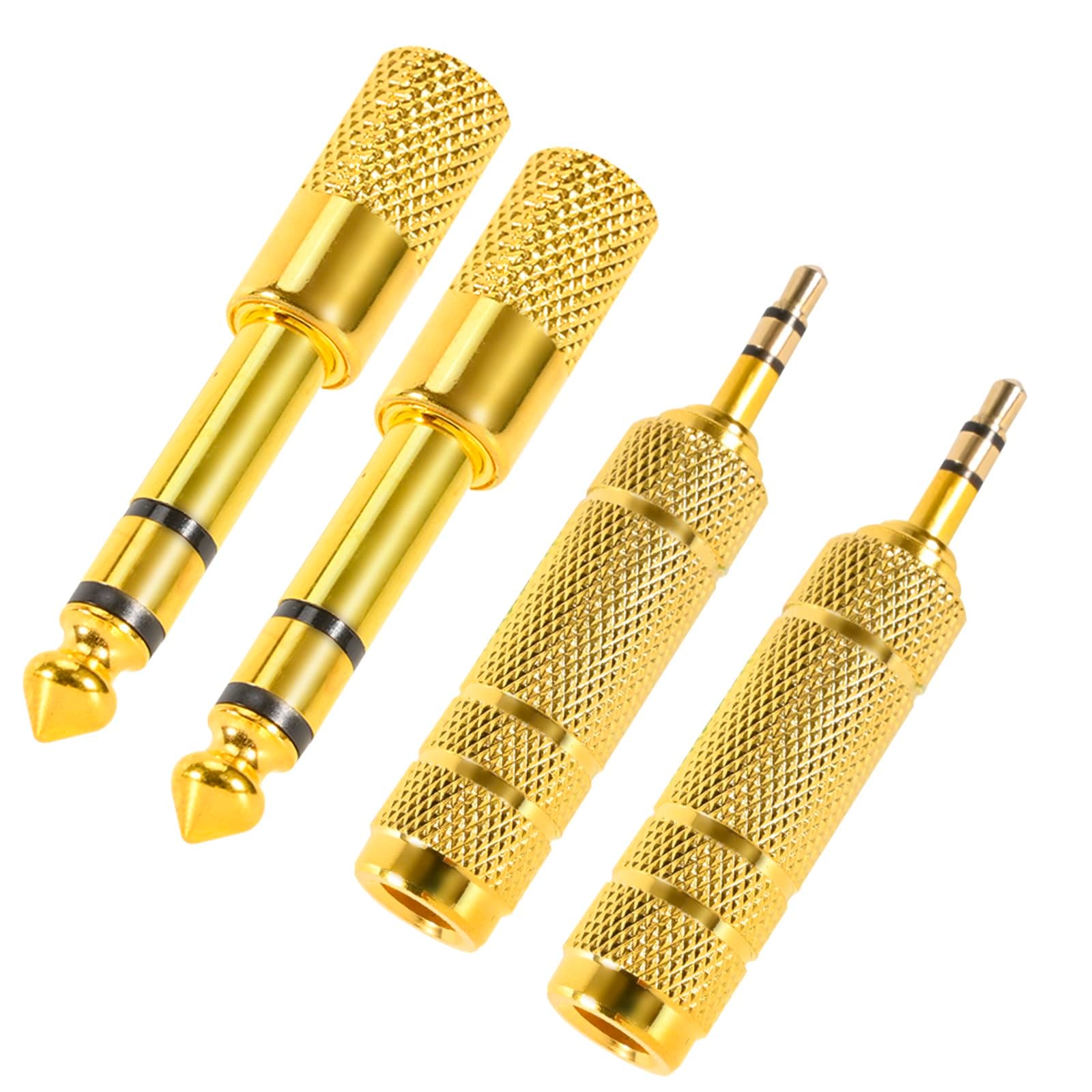 4 Pack Headphone Jack Adapter - 3.5mm (1/8 inch) Male to 6.35mm (1/4 inch) Female and 6.35mm (1/4) to 3.5mm (1/8) Audio Adapter for Player, Headphone, Guitar Amplifier