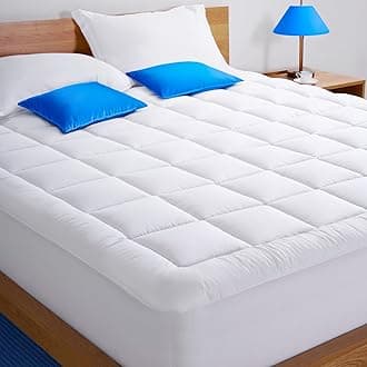 Cloud-Like Twin XL Mattress Topper - 100% Cotton Top Mattress Pad for Back Pain Relief - Breathable & Naturally Cooling for Hot Sleepers - Machine Washable