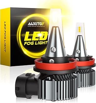 AUXITO H8 H11 H16 LED Fog Light Bulbs, 3000K Amber Yellow, Strong Penetrating Power, Long Lifespan, Plug and Play, Canbus Error Free, Halogen Replacement DRL Bulbs for Rainy Snowy Foggy, 2 Pack