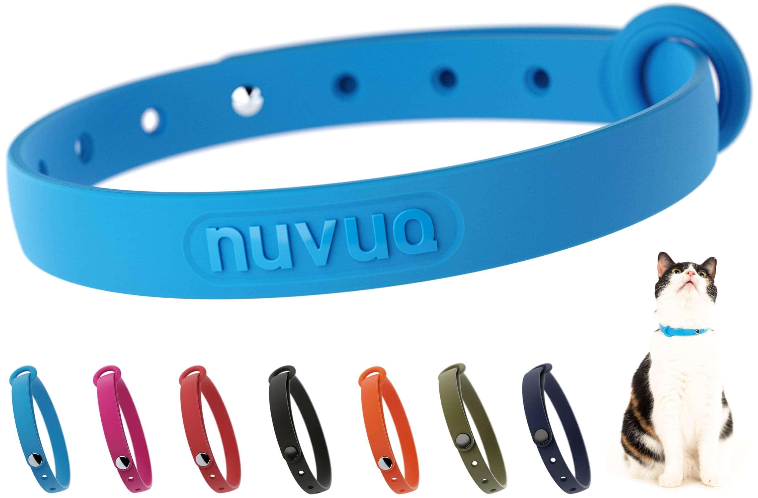 Nuvuq Comfortable, Soft and Light Cat Collar with Breakaway Snap Button (Blueberry Blue)