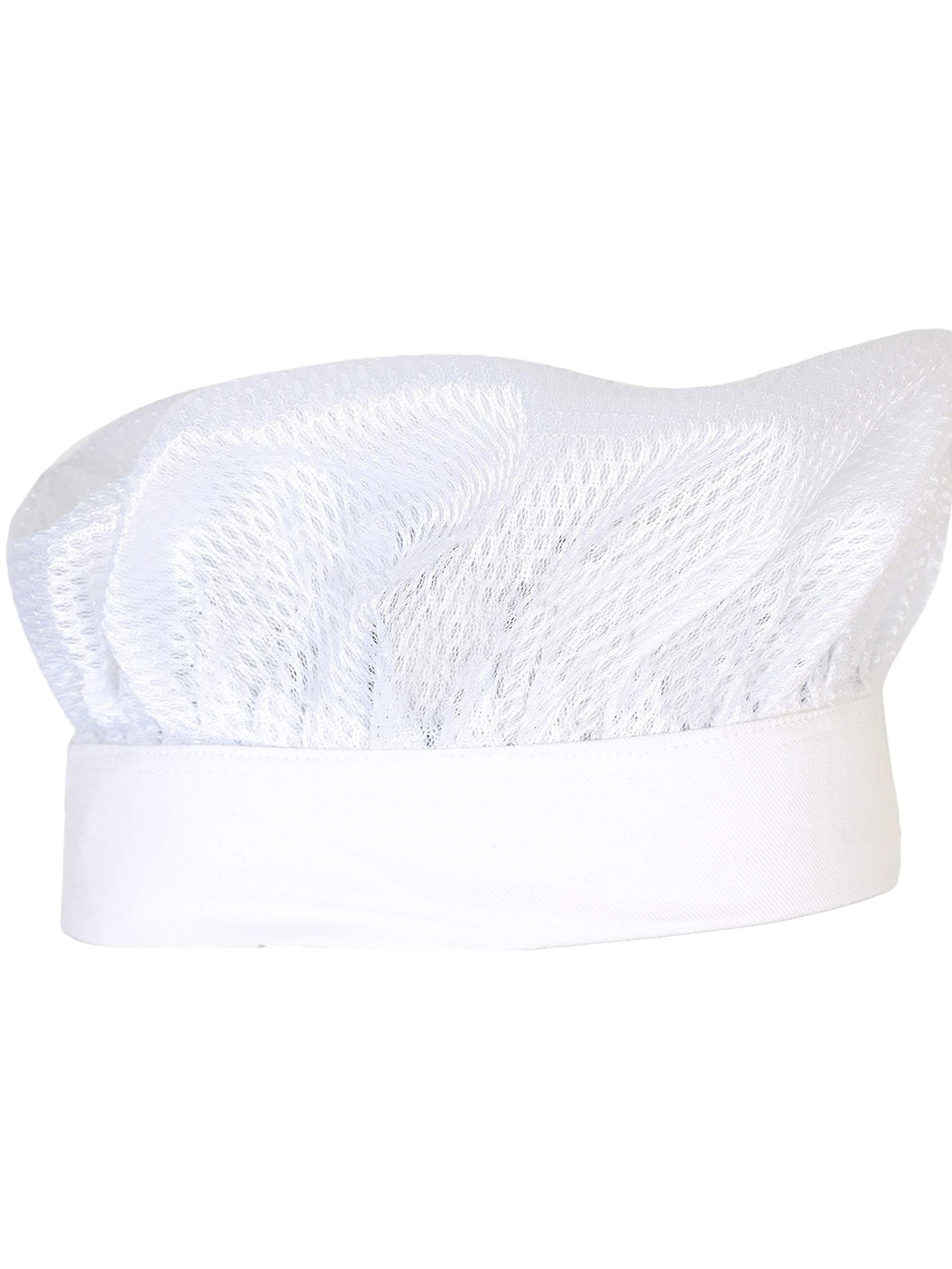 Chef Cap - White Hat Head Cover, Adjustable Cooking Headwear for Kitchen, Restaurant, and Culinary Professionals