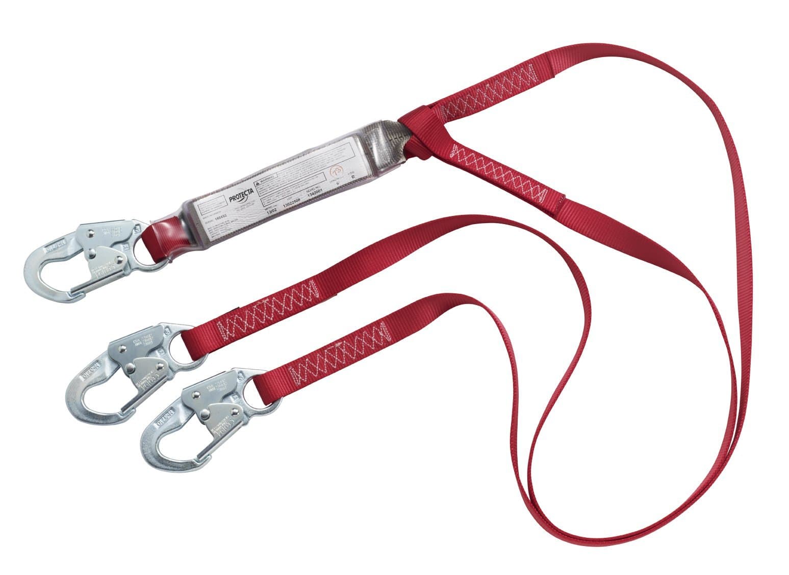3M Protecta PRO Pack 1342001 6-Foot, 100-Percent Shock Absorbing Lanyard, Snap Hooks At Each End, Red/Gray