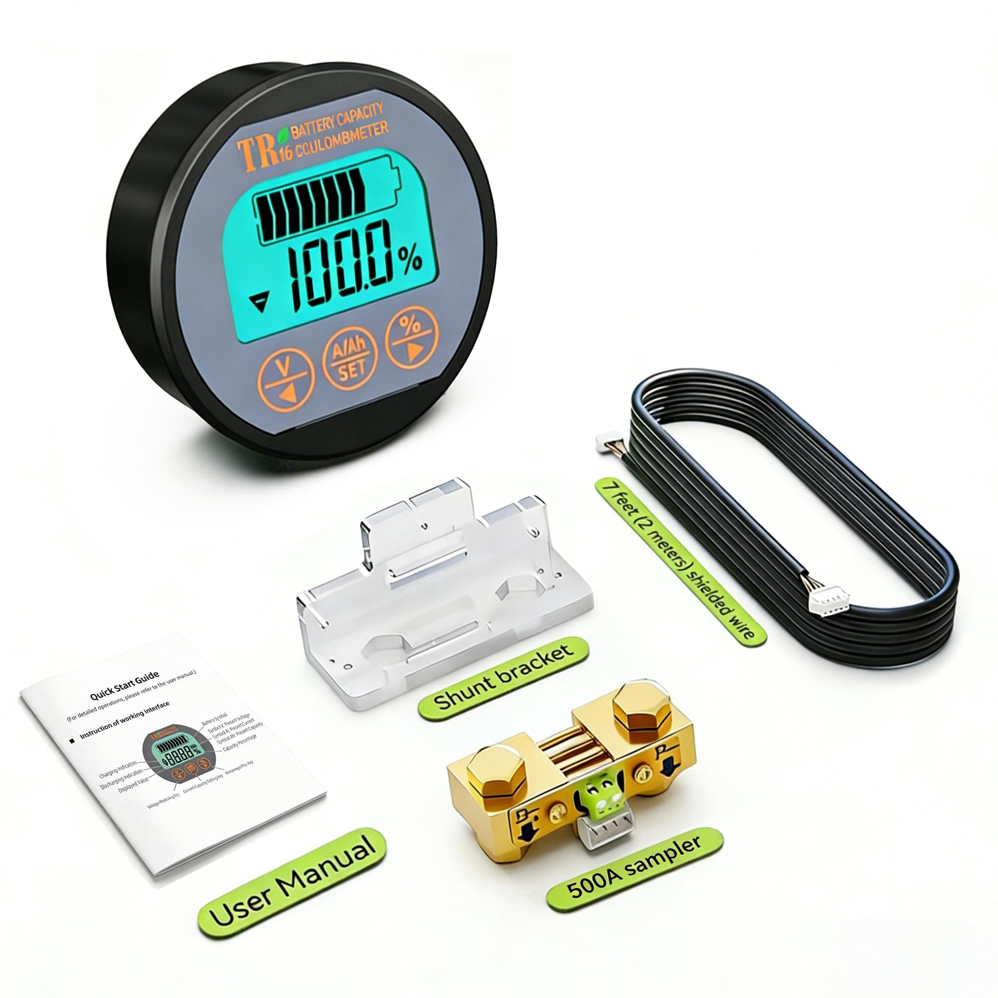 AiLi Voltmeter Ammeter - 100V Voltage & 350A Current Dual Monitor Supports 999 AH Battery - for Caravan RV Motorhom