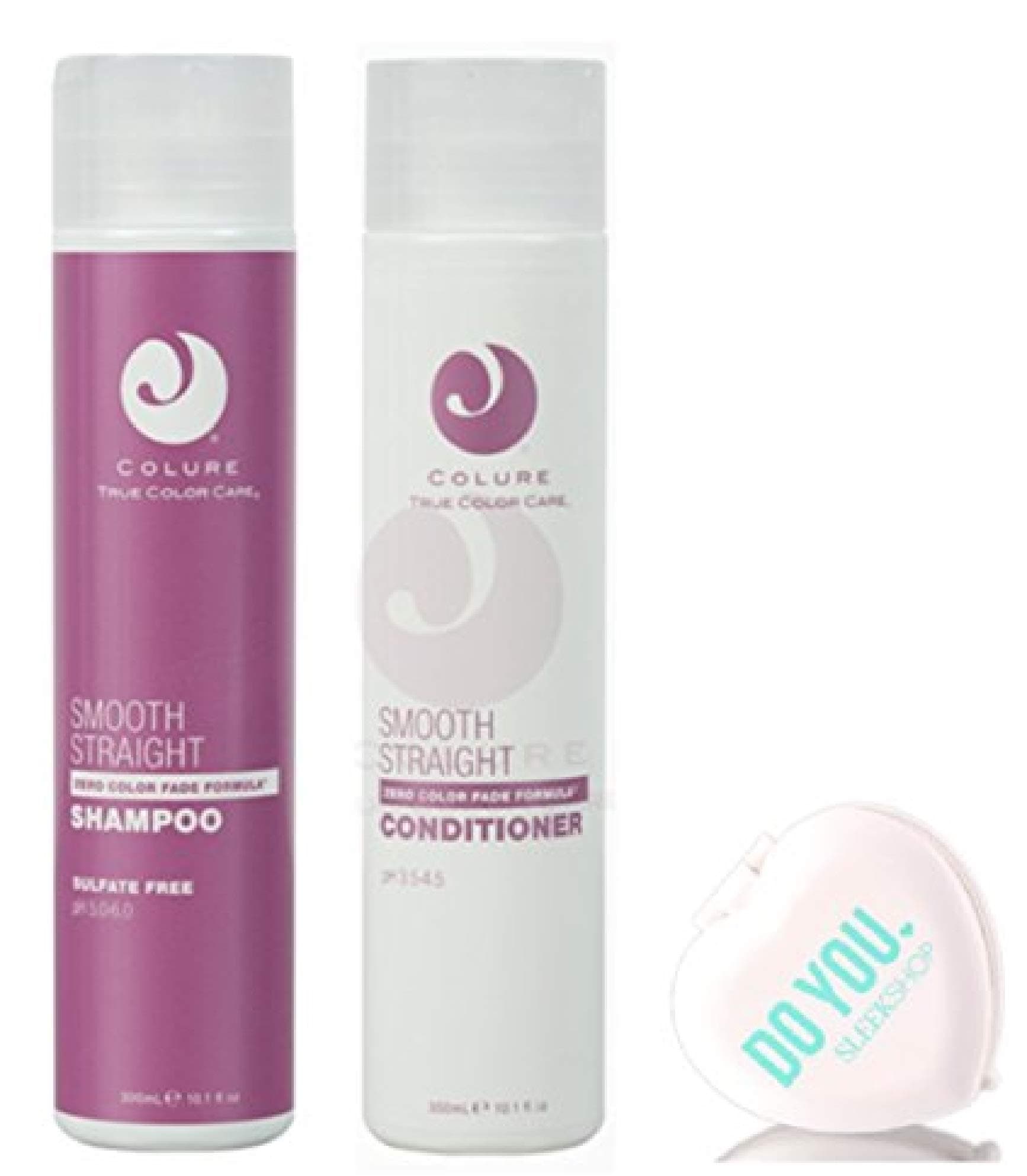 Colure Smooth Straight Shampoo & Conditioner DUO Set (with Sleek Compact Mirror) (10.1 oz / 300ml Kit)