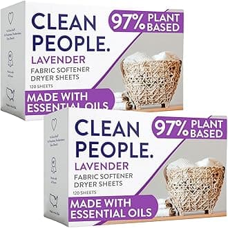 THE CLEAN PEOPLEThe Clean People Fabric Softener Sheets - Dryer Sheets - Soften & Eliminate Static - Vegan Clothes Softener, Essential Oils - 240 Lv Pack