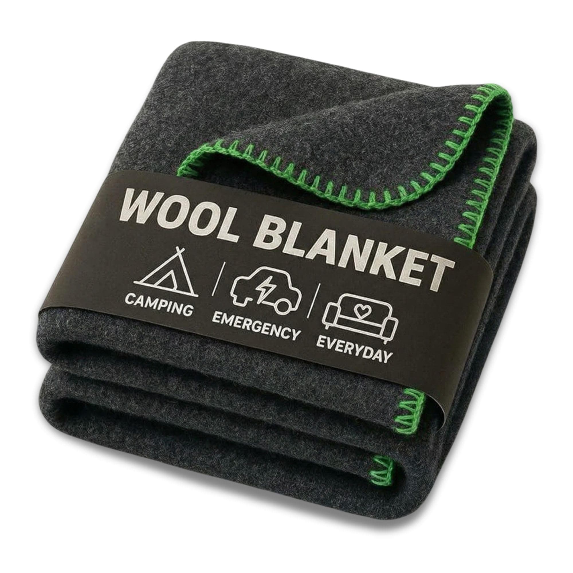 Wool Camping Blanket – 70% Wool Heavy-Duty Military Style Throw, Warm & Washable, Fire Retardant Cover for Emergency, Survival & Outdoor Use – Perfect for Camping, Car, Home & Hiking, Grey 66x90
