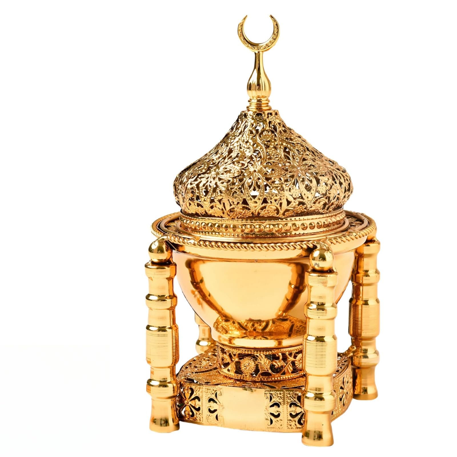 Incense Burner Holder for Oud, Frankincense Resin & Bakhoor, Hand-Painted Golden Designs for Home Decor, Meditation, Yoga, Aromatherapy & Relaxation