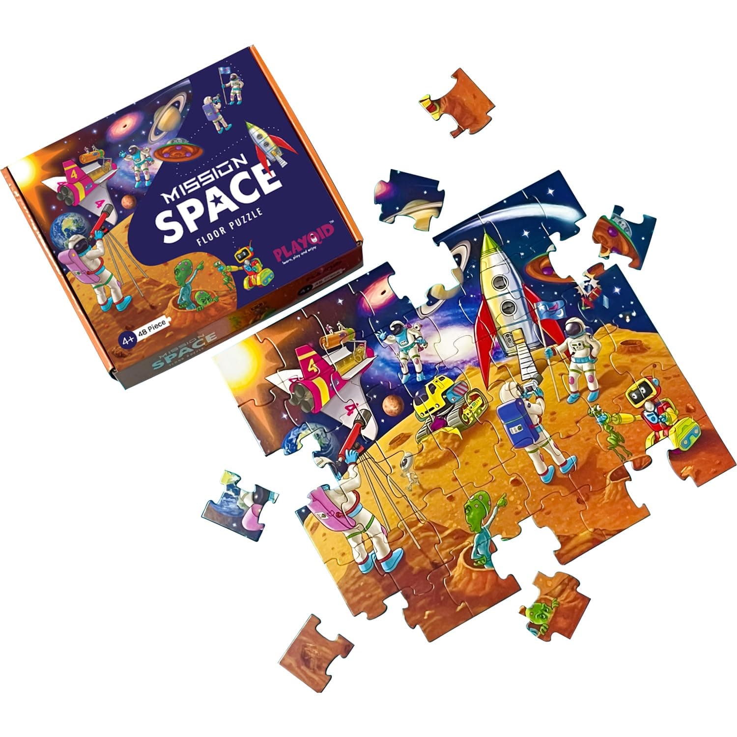 Space Solar System Jigsaw Puzzle for Kids | Planets of Galaxy 48 Pieces Floor Puzzle for Age 4 Year Old Boys and Girls | Educational and Fun Astronaut Themed Birthday Party Favors