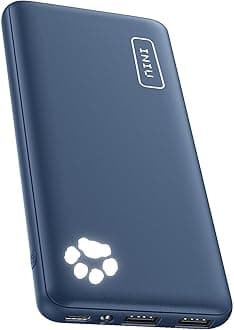 INIU Portable Charger, USB C Slimmest & Lightest Triple 3A High-Speed 10000mAh Power Bank, Flashlight Battery Pack Compatible with iPhone 16 15 14 13 12 X Plus Samsung S22 S21 Google LG iPad [Blue]