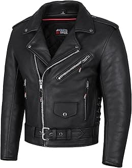 ICONIC Motorcycle Jacket for Men, Premium Buffalo Leather, Insulated Liner, Classic Side Laces, Cruiser Biker