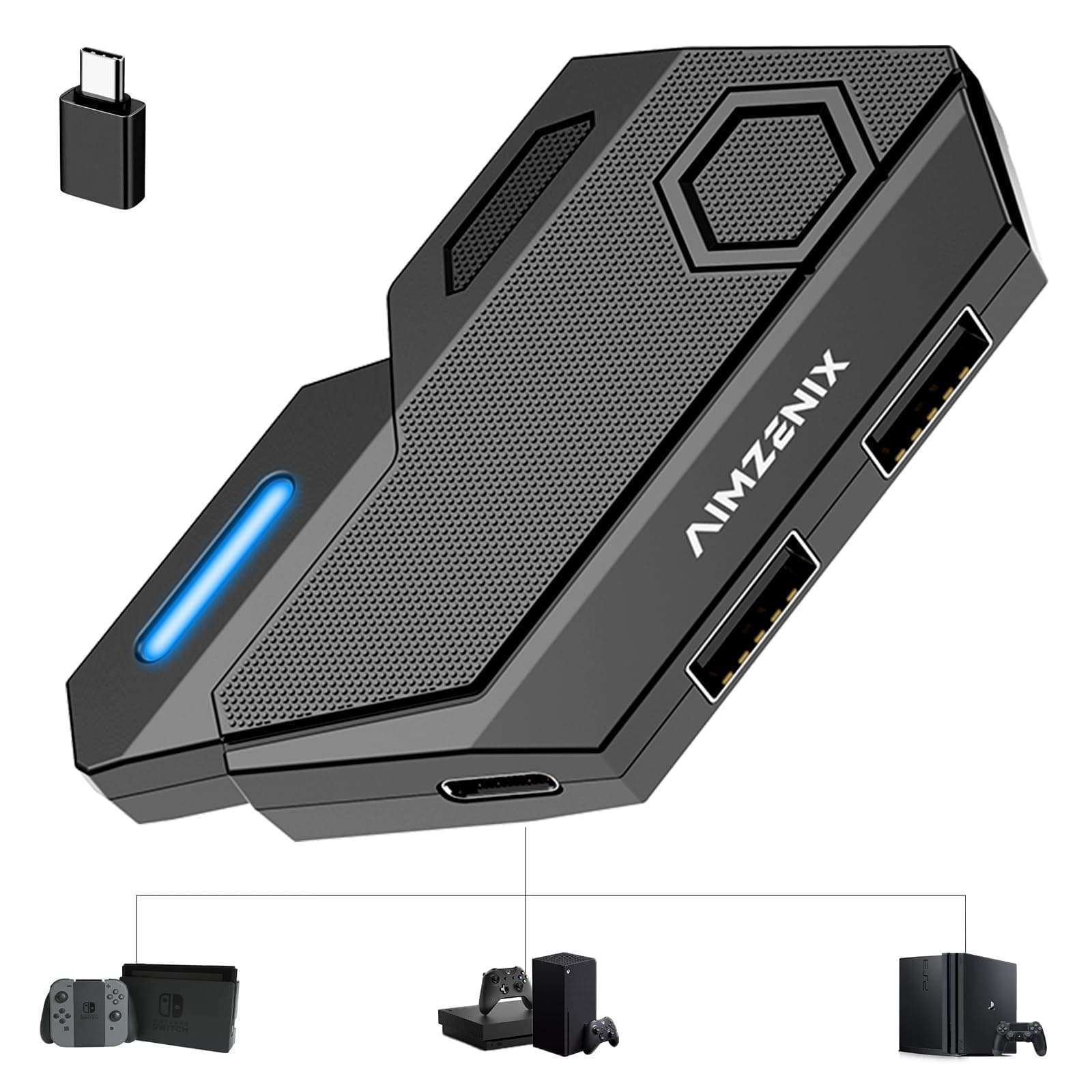 Joso Keyboard and Mouse Adapter for Nintendo Switch, Keyboard Adapter Compatible with Switch 2/Switch1, Xbox Series X|S/Xbox One, PS4 (Not for PS5) | Plug & Play | Custom Key Mapping