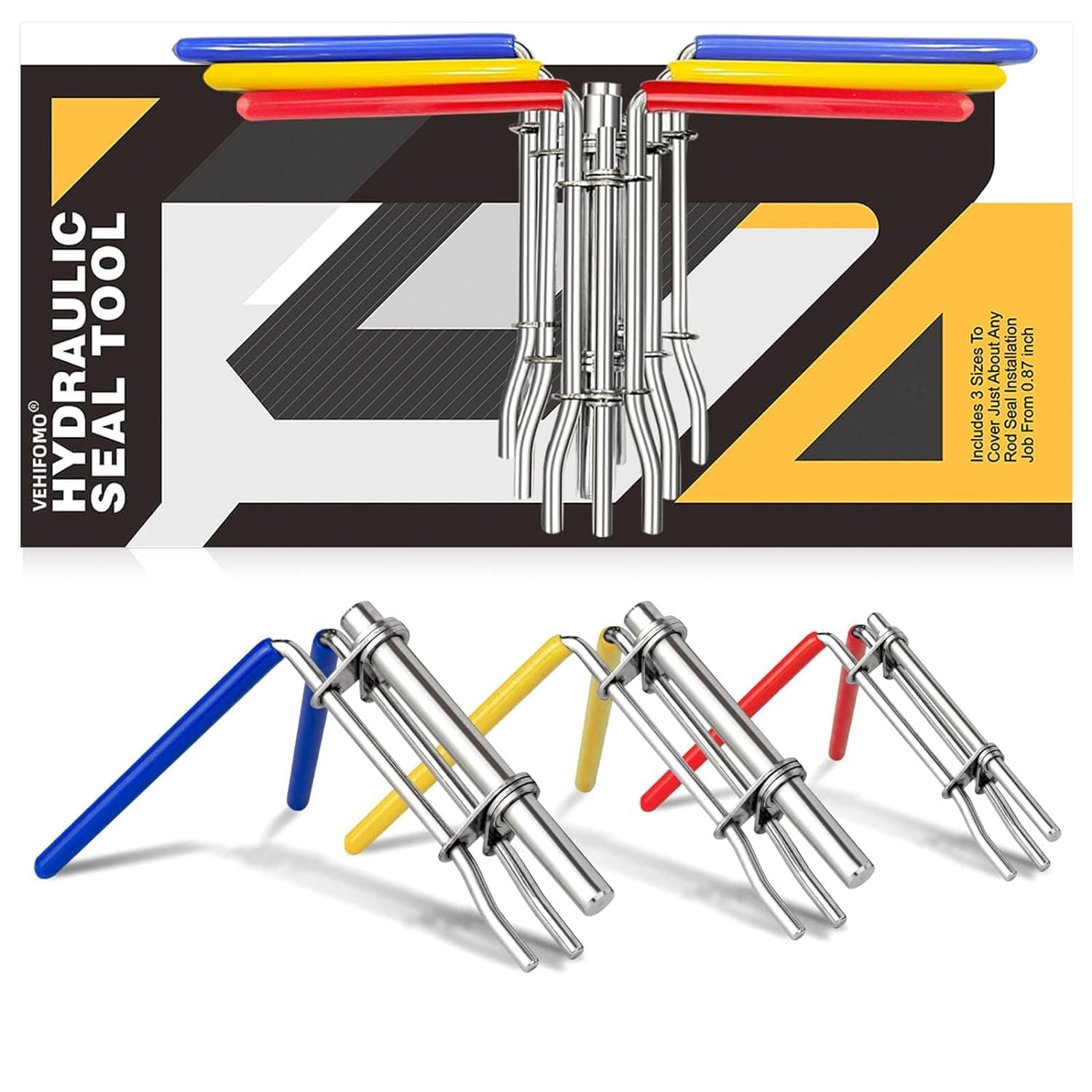 Hydraulic Seal Installation Tools, Hydraulic Cylinder Piston Repair Seal Kit, U-Cup Rod Seal Installation Tool Kits Upgraded Seal Twistor Install Tool Set (3 PCS)