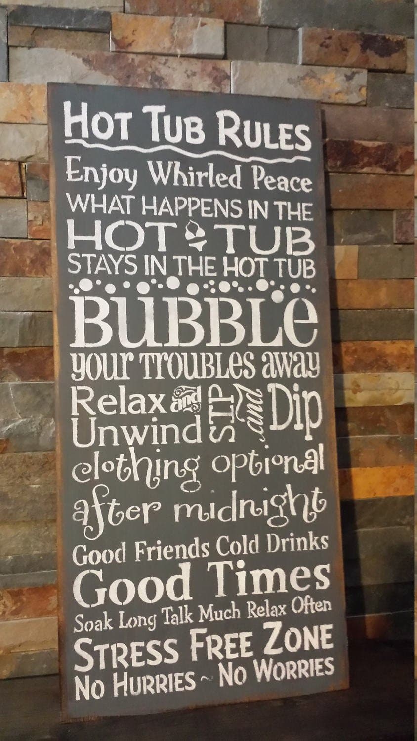 Norma Lily HOT TUB RULES Sign Housewarming Hostess Gift