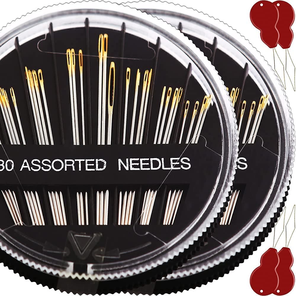 60 Pack, Premium Sewing Needles for Handsewing, Assorted Sizes, 6 Sizes Sewing Sharp Needles, 6 Pcs Big Eye Hand Sewing Needles, Sewing Needles Large Eye, Embroidery Needles for Hand Sewing