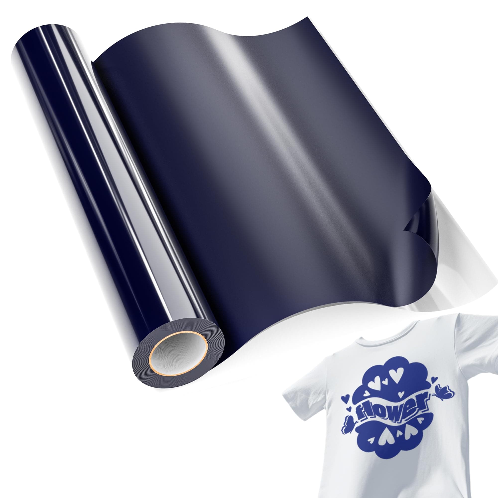 HTV Heat Transfer Vinyl Rolls-12 x 15ft, Navy Blue Iron on Vinyl for T Shirts Compatible HTV Vinyl with All Cutter Machine
