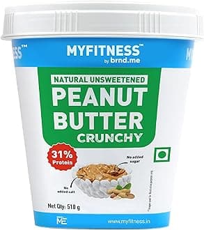 All Natural Peanut Butter Crunchy 510g | 100% Roasted Peanuts | 32g High Protein | Nut Butter Spread | No Added Sugar & Salt | No Palm Oil | Zero Cholesterol | Unsweetened Peanut Butter |