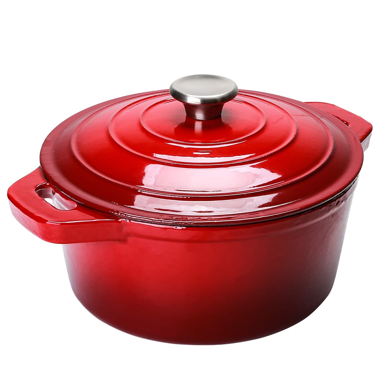 5.5 Quart Enameled Cast Iron Dutch Oven with Lid, 5.5 QT Deep Round Dutch Oven Pot with Dual Handles -Red