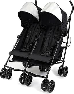 Summer Infant 3Dlite Double Convenience Lightweight Double Stroller for Infant & Toddler with Aluminum Frame, Two Large Seats with Individual Recline, Extra-Large Storage Basket, Black