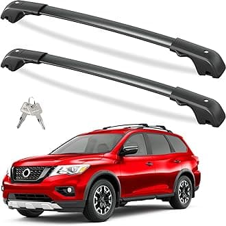 Tuyoung 300lbs Roof Rack Cross Bars Compatible with Nissan Pathfinder 2013-2021 & Pathfinder Hybrid 2014 with Raised Side Rails, Lockable Heavy Duty Aluminum Roof Rails Crossbars Rooftop Cargo Bars