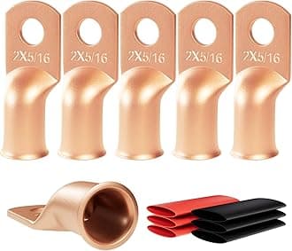 6pcs 2 Awg - 5/16" (M8) Sanuke Wire Lugs Ring Terminal Connectors Ends Heavy Duty for Battery Cable Lug Wire Electrical Eyelets with 3:1 Dual Wall Adhesive Heat Shrink