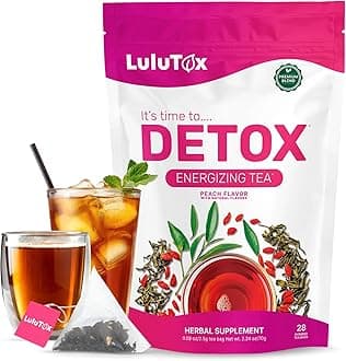 LULUTOX Detox Slimming Tea - Natural Herbal Blend with Dandelion, Ginseng & Ginger - Supports Weight Loss Goals, Digestion, Bloating & Wellbeing during Menopause - Vegan (28 Tea Bags)