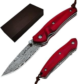 - Father's Day, Mother's Day & Heirloom Gift for Men, Women - Exotic Dalbergia Wood & Damascus Steel Pocket Folding Knife | Collector's EDC for Husband, Boyfriend, Father, Wife, Girlfriend, Mom | Gift Box