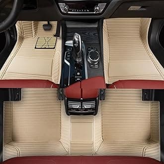 Custom Personalized Floor Mats for Cars，Luxury Full Coverage All Weather Car Floor Mats，Anti-Slip Leather Car Mat Set ，Custom Floor Mats for 99% of Cars, Trucks & SUVs (Streak Beige)
