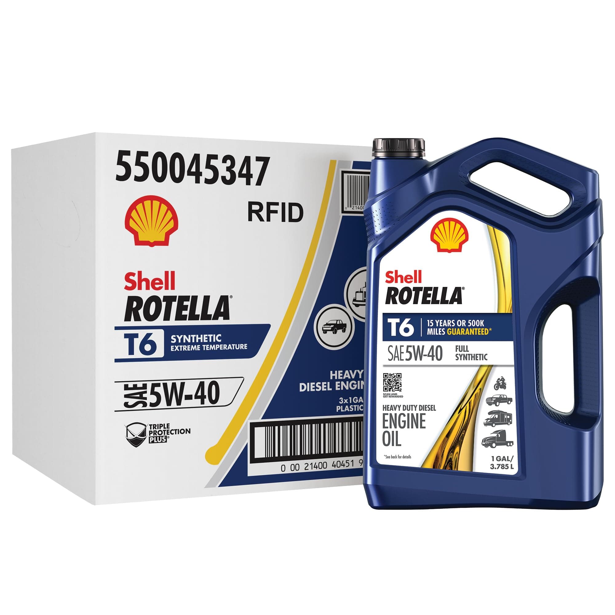 T6 Full Synthetic 5W-40 Diesel Engine Oil, 1 Gallon (3 Pack)