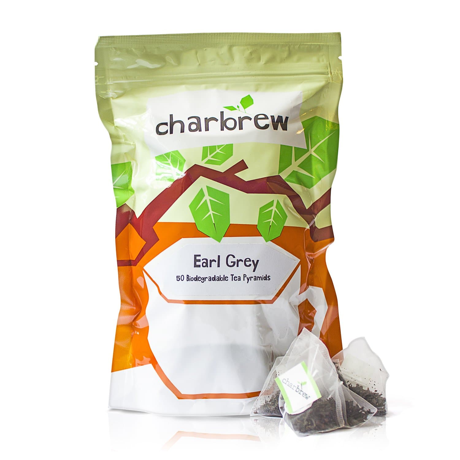 Charbrew Earl Grey Tea 50 Biodegradable Mesh Pyramid Tea Bags